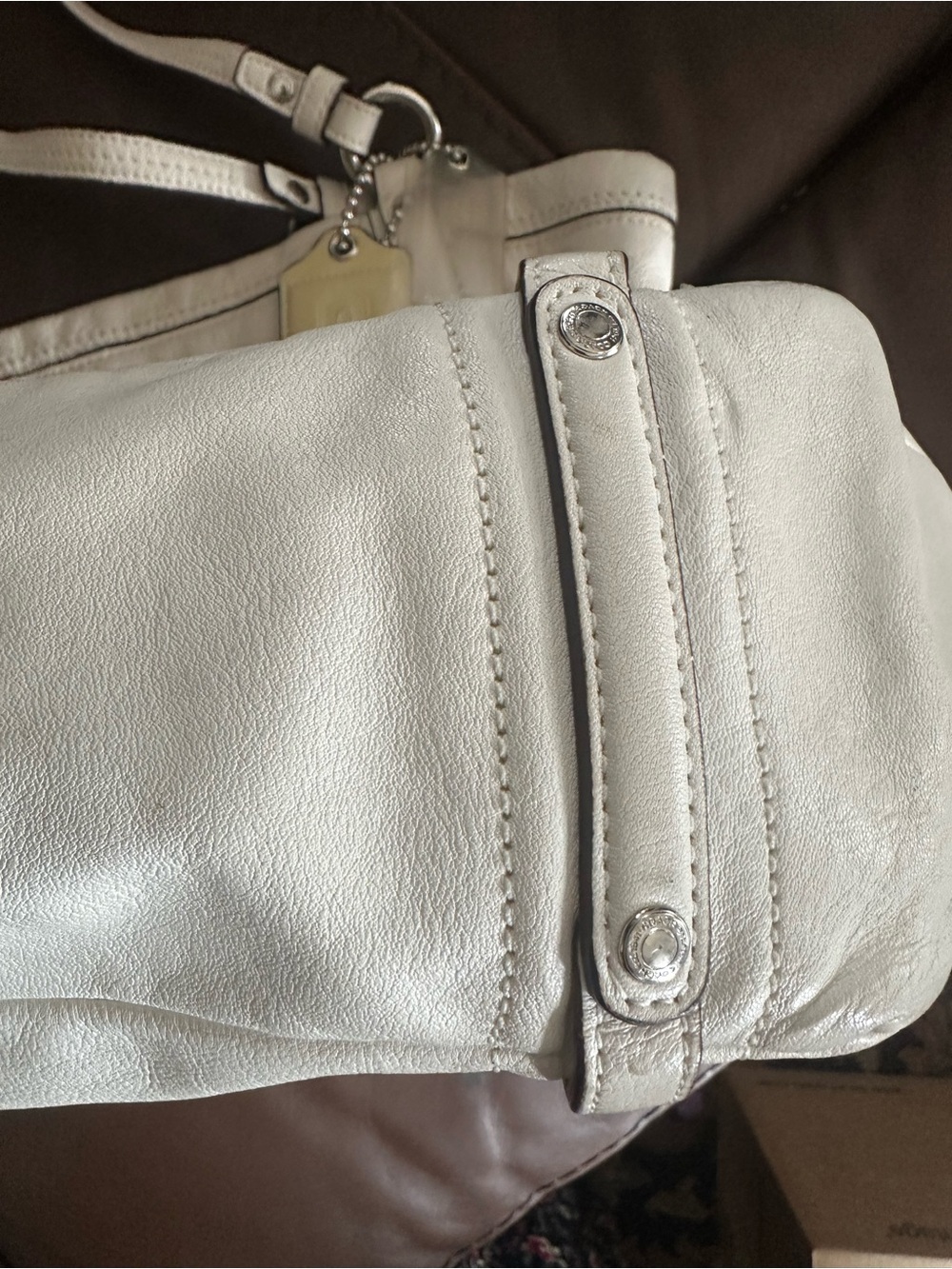 Coach vintage Ivory Perforated Logo Leather Shoulder Bag - Picture 11 of 14